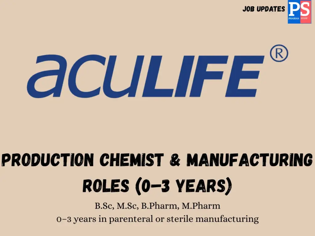 Aculife Walk-in Fresher & Experienced Production