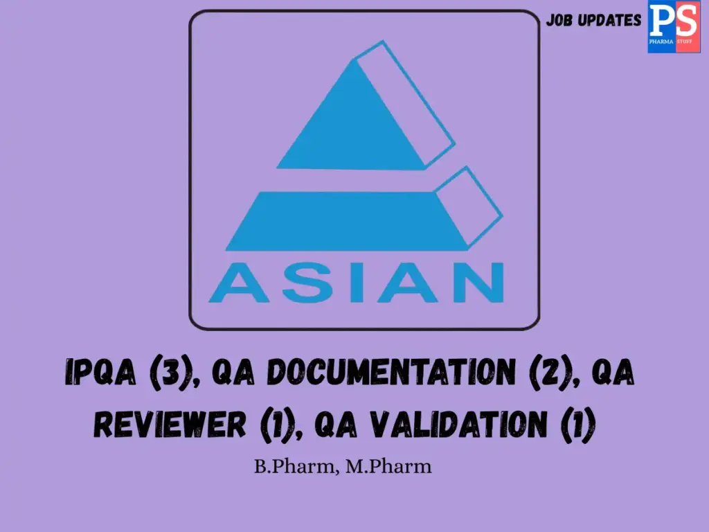 Asian Pharma Hiring QA & IPQA