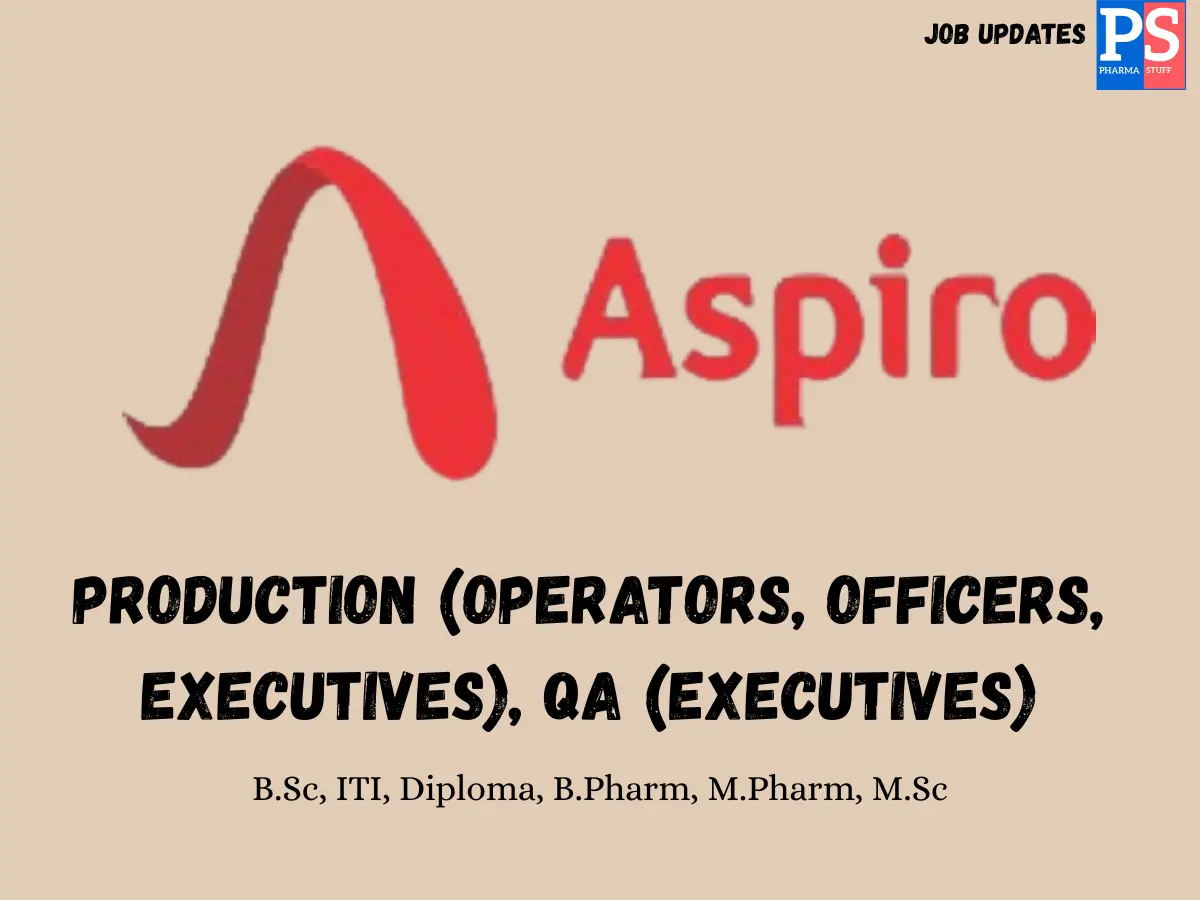 Aspiro Pharma Walk in Manufacturing QA