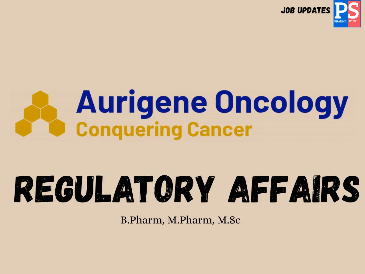 Aurigene Hiring Regulatory Affairs