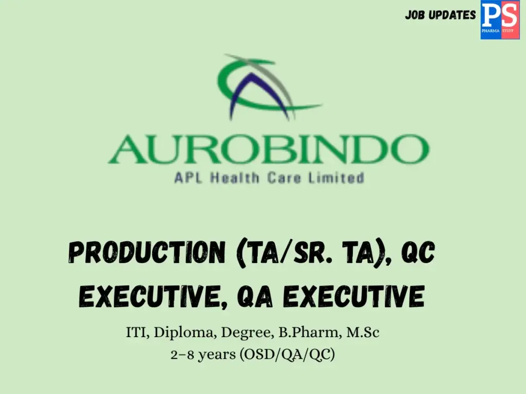 Aurobindo Walk-in Production, QA, QC