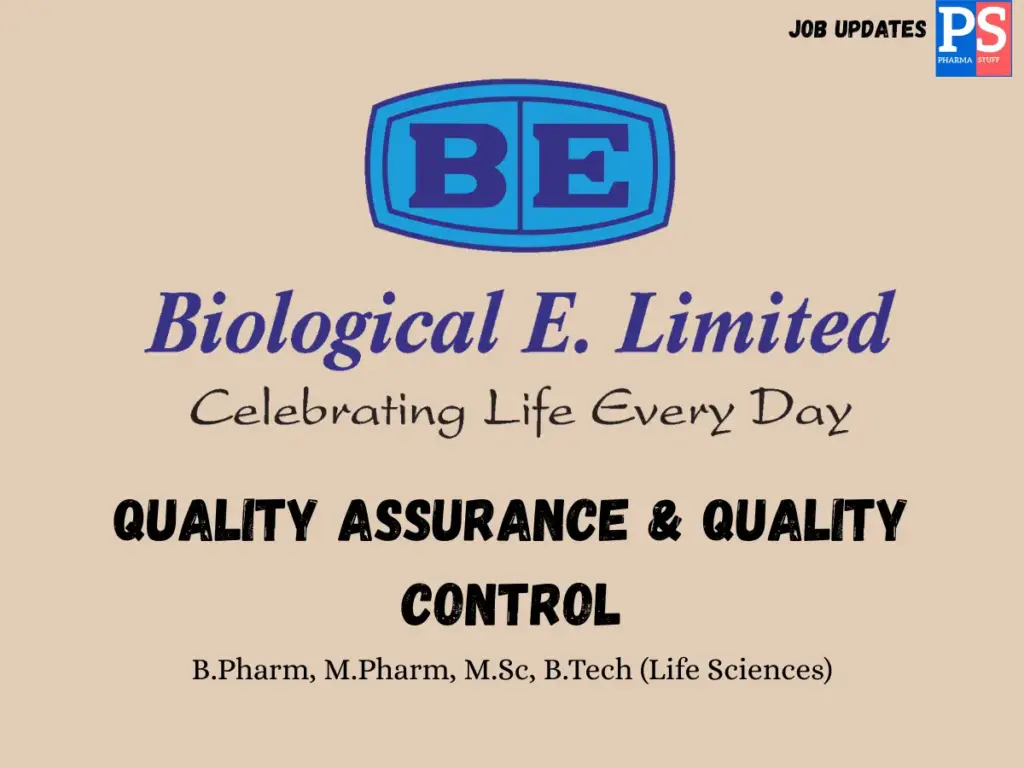 Biological E walk-in QA & QC