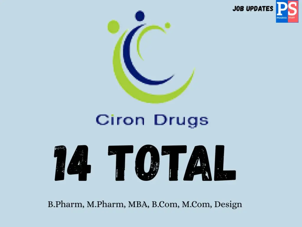 Ciron Drugs Hiring Regulatory Affairs, Procurement, Marketing & HR
