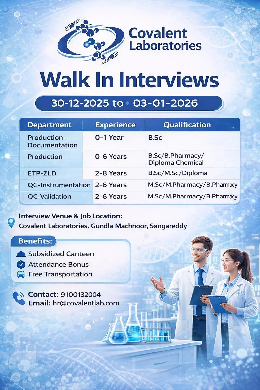 Covalent Walk-in Production, QC & ETP 3 Covalent Walk-in Production, QC & ETP