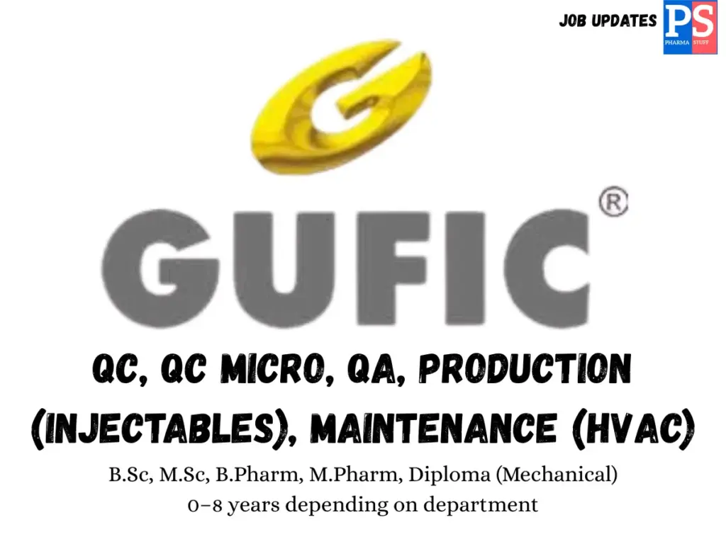 Gufic Walk-In QC, QC Micro, QA, Production & Maintenance