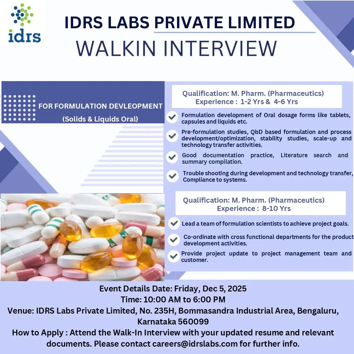 IDRS Labs Walk-in formulation development 3 IDRS Labs Walk-in formulation development