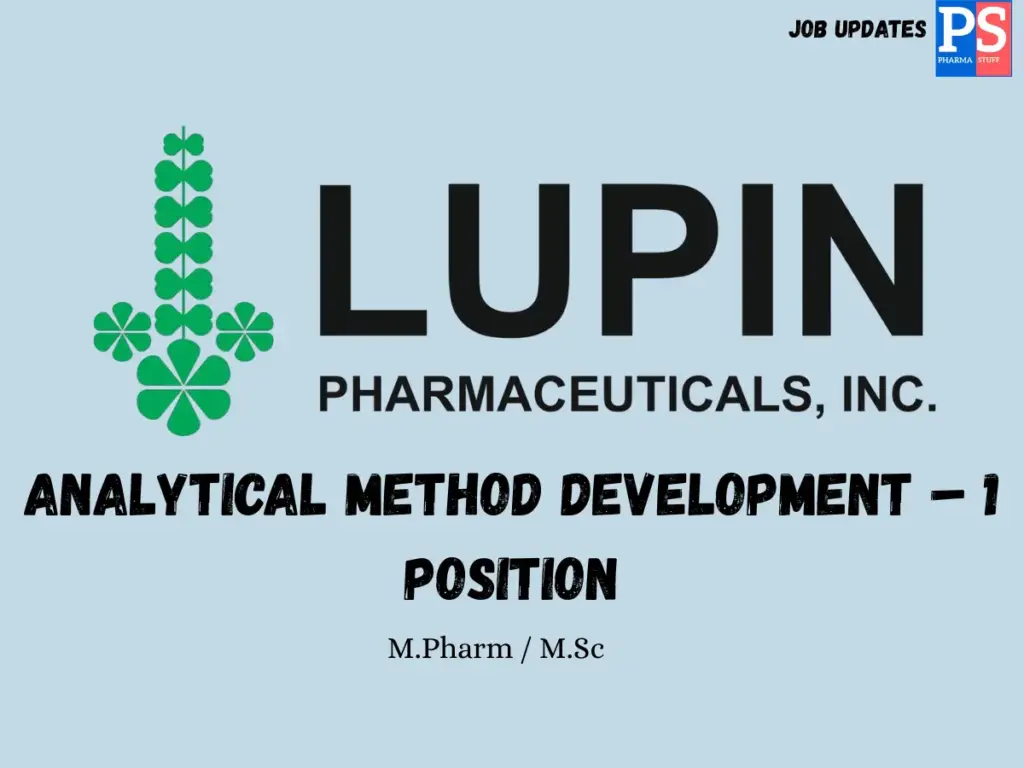 Lupin Hiring Analytical Method Development