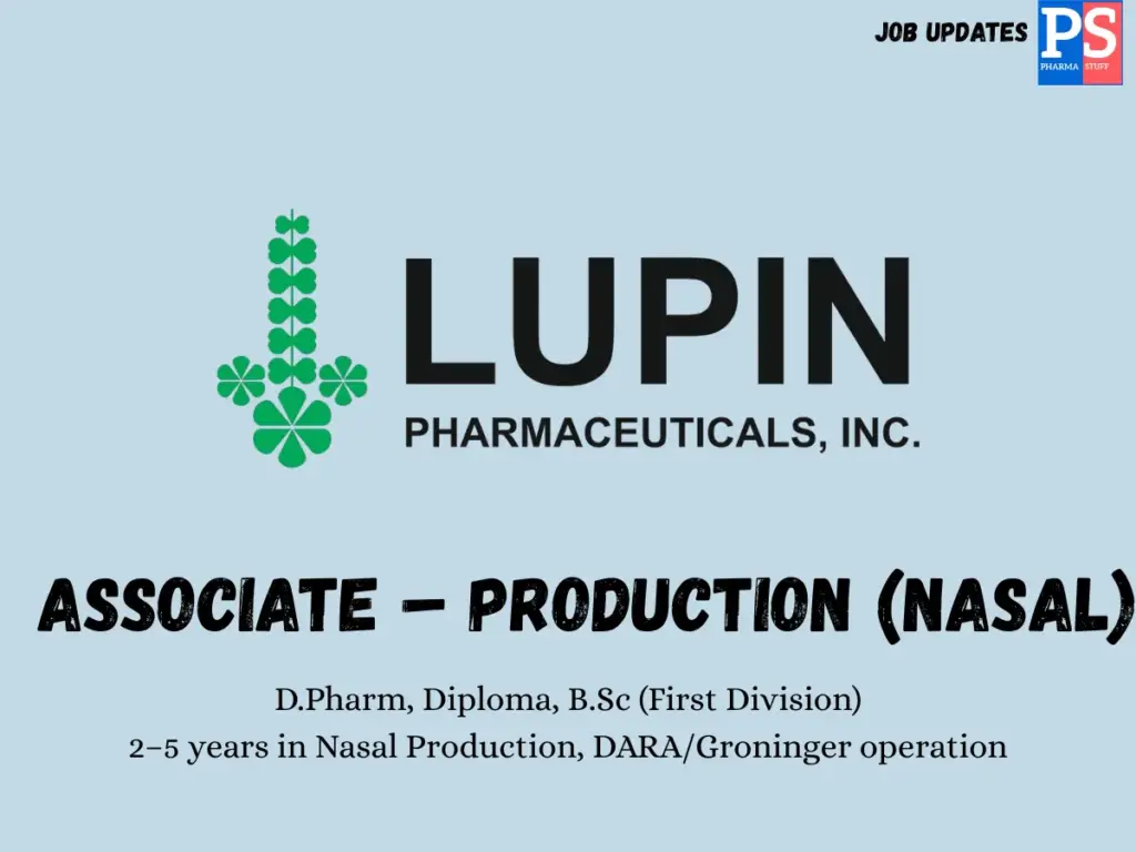 Lupin Hiring Associate – Production (Nasal)