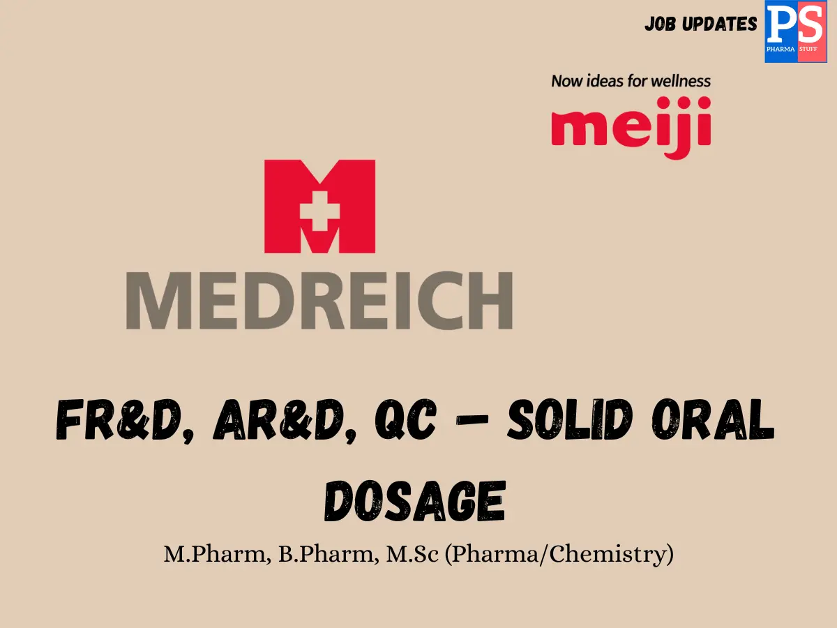 Medreich Pharma Hiring FRD ARD QC