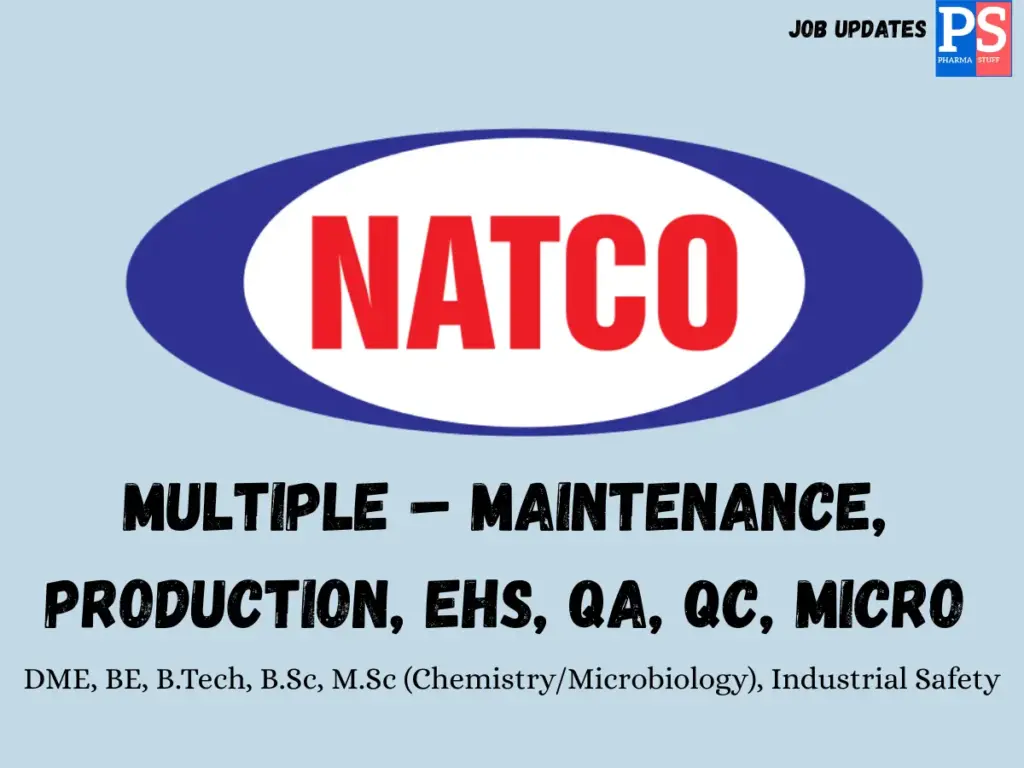 NATCO Walk-in Maintenance, Production, EHS, QA, QC, Micro