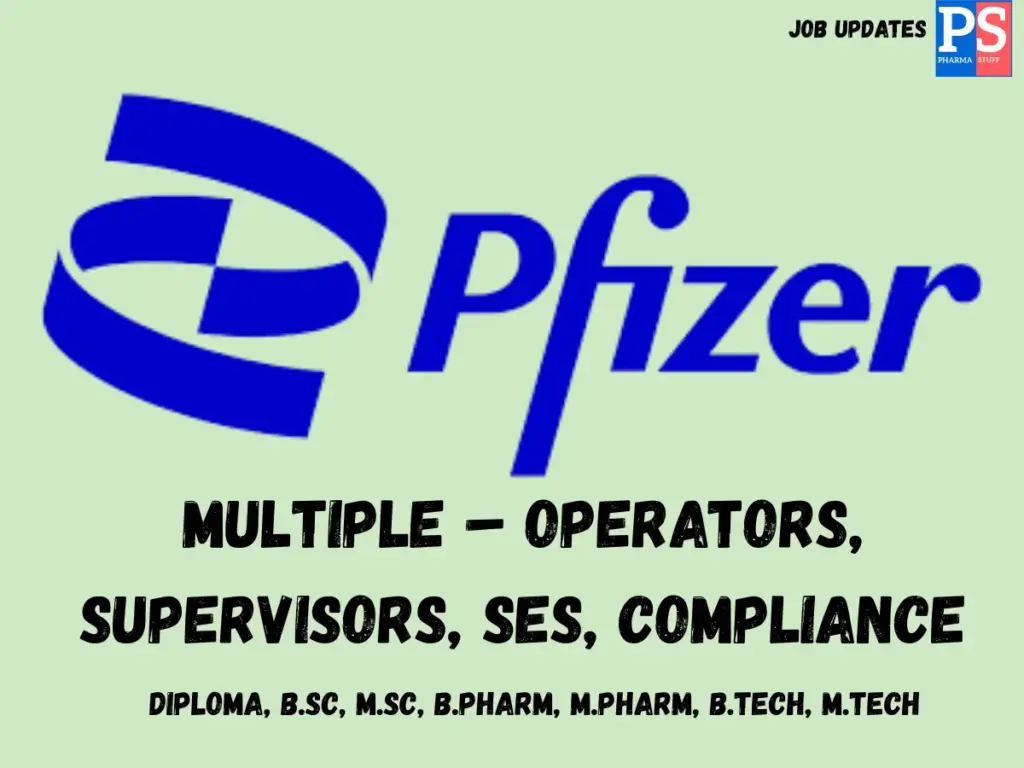 Pfizer Walk-in injectables manufacturing operators