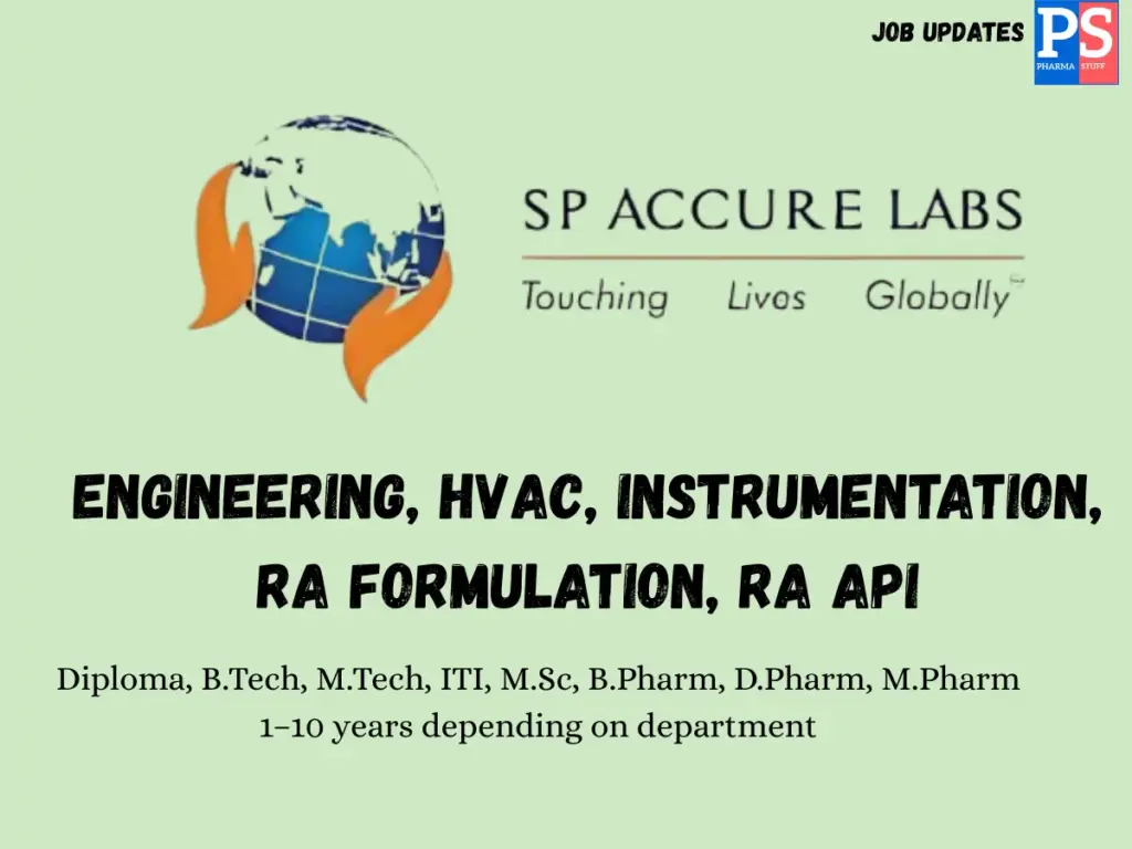 SP Accure Walk-in Engineering, HVAC, Instrumentation & Regulatory Affairs