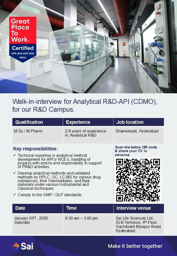 Sai Life Sciences Walk-in Analytical R&D 3 Sai Life Sciences Walk-in Analytical R&D
