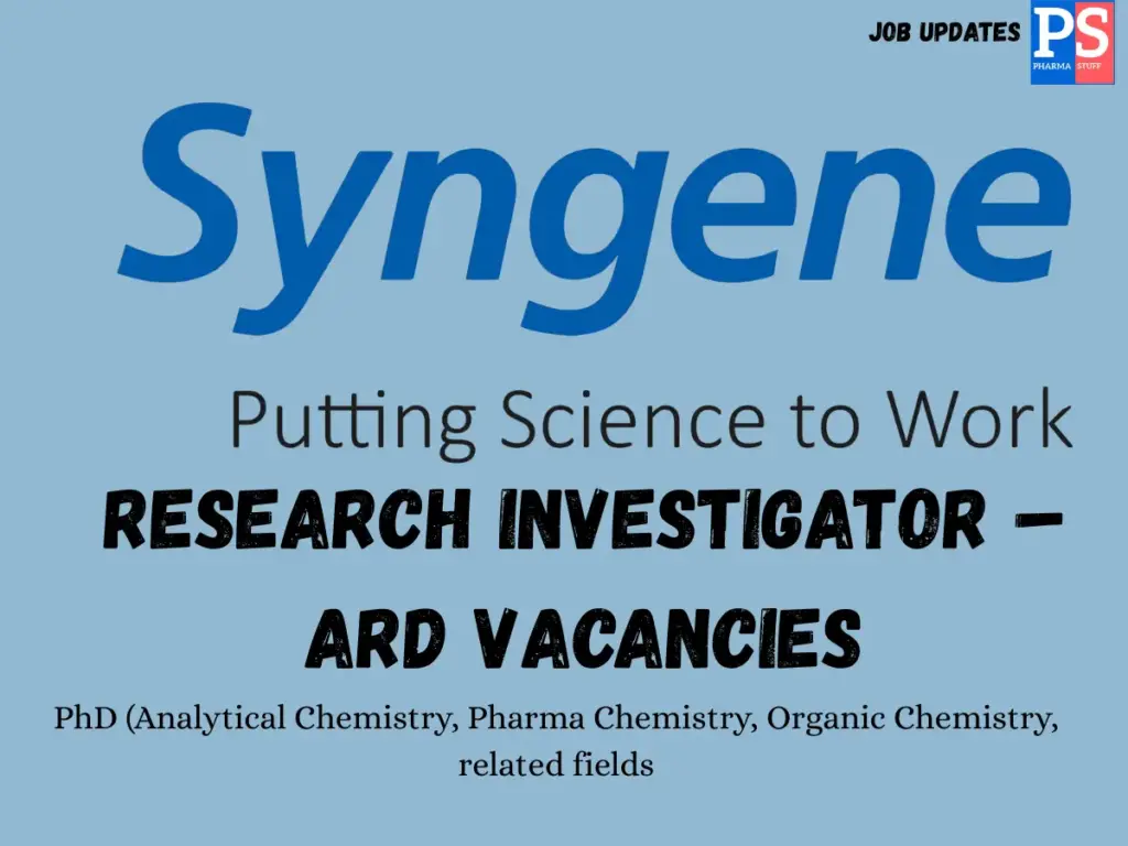 Syngene Hiring PhD Research Investigator