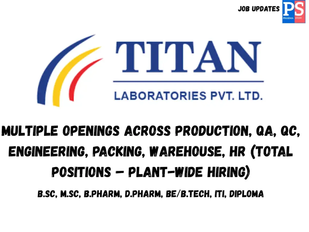 Titan walk-in Production, QA, QC, Engineering & Warehouse