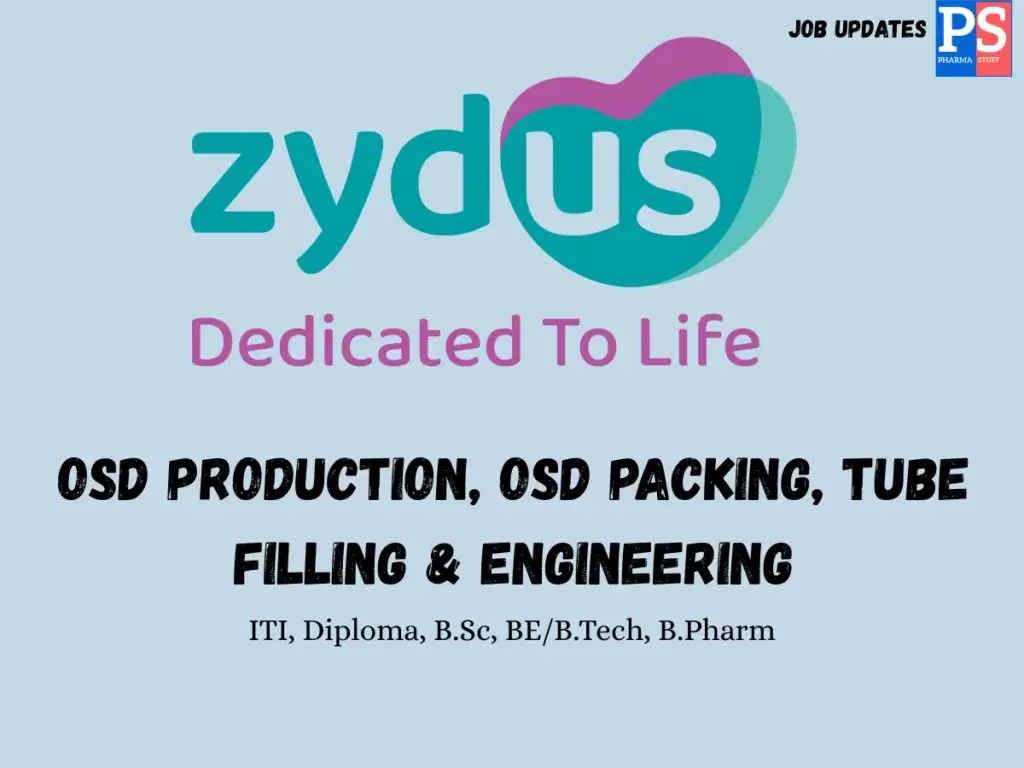 Zydus Lifesciences Walk-in OSD Production, Packing & Engineering