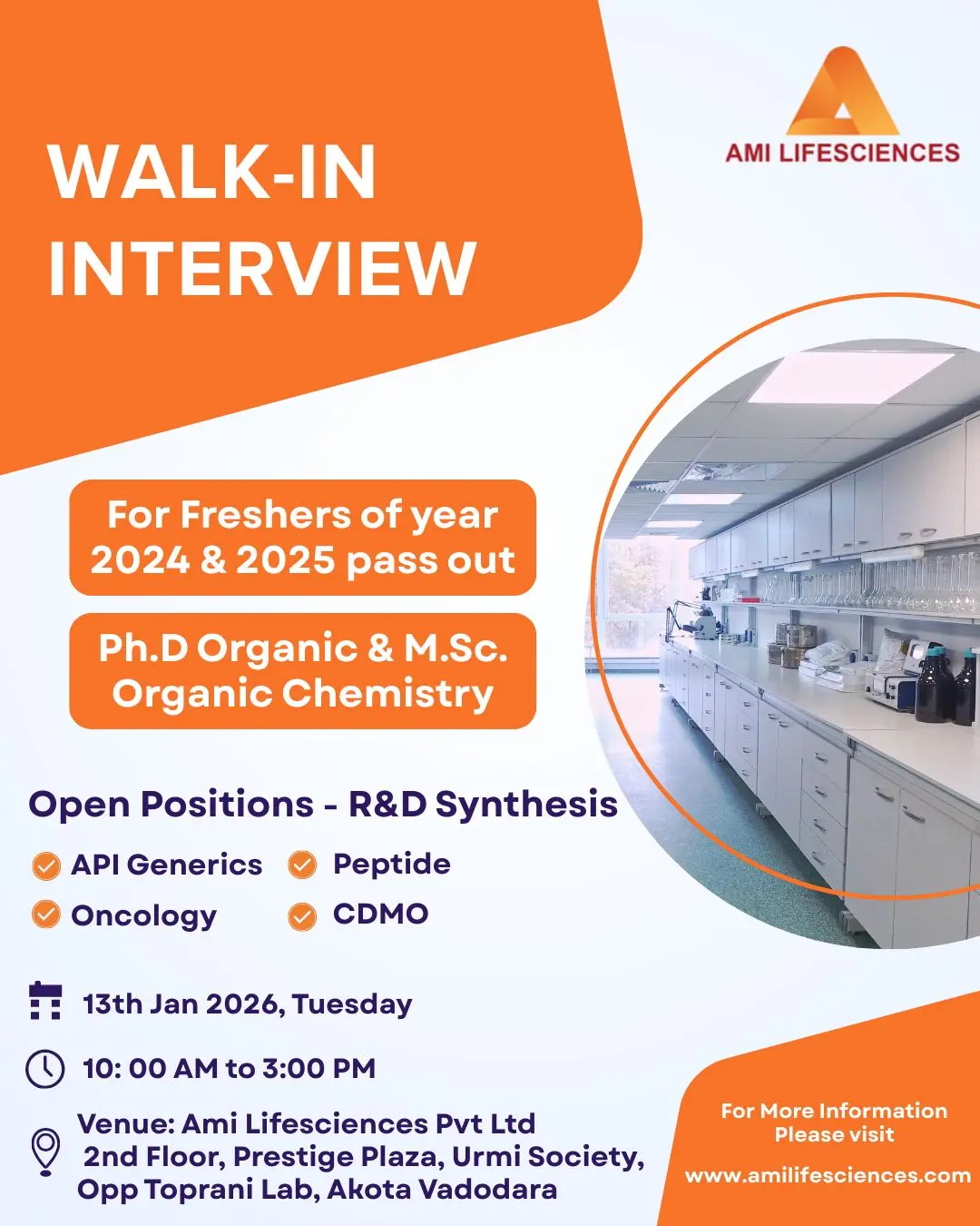 AMI Lifesciences Walk‑In R&D Synthesis 3 AMI Lifesciences Walk‑In R&D Synthesis