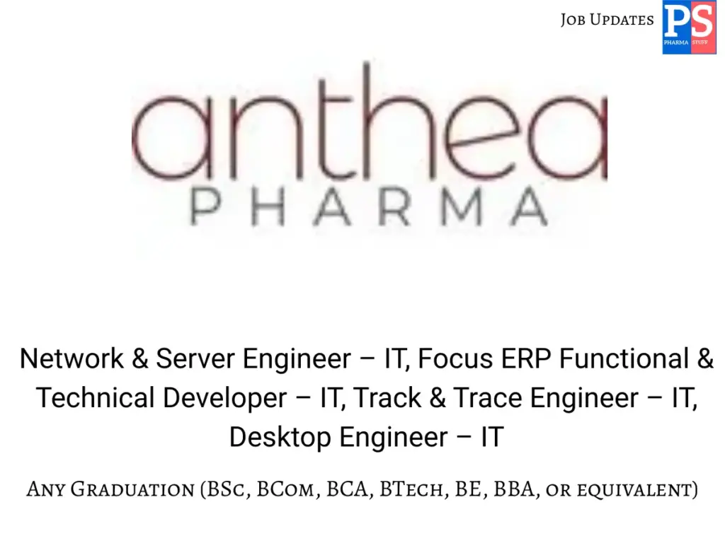 Anthea Pharma Hiring IT professionals