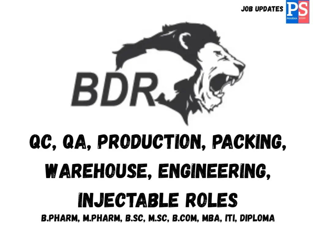 BDR Pharmaceuticals Walk-in Warehouse, QC, QA, Production