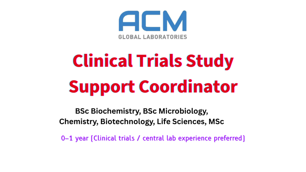 Clinical Trials Study Support Coordinator Vacancy at ACM India