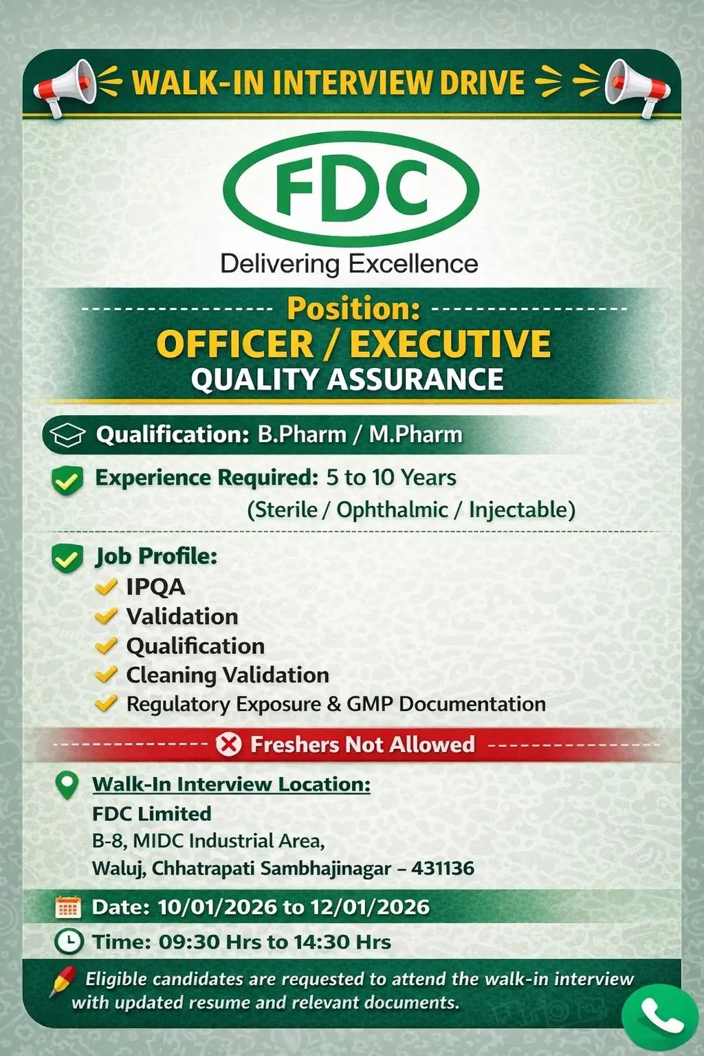 FDC Hiring Officer/Executive Quality Assurance 3 FDC Hiring Officer/Executive Quality Assurance