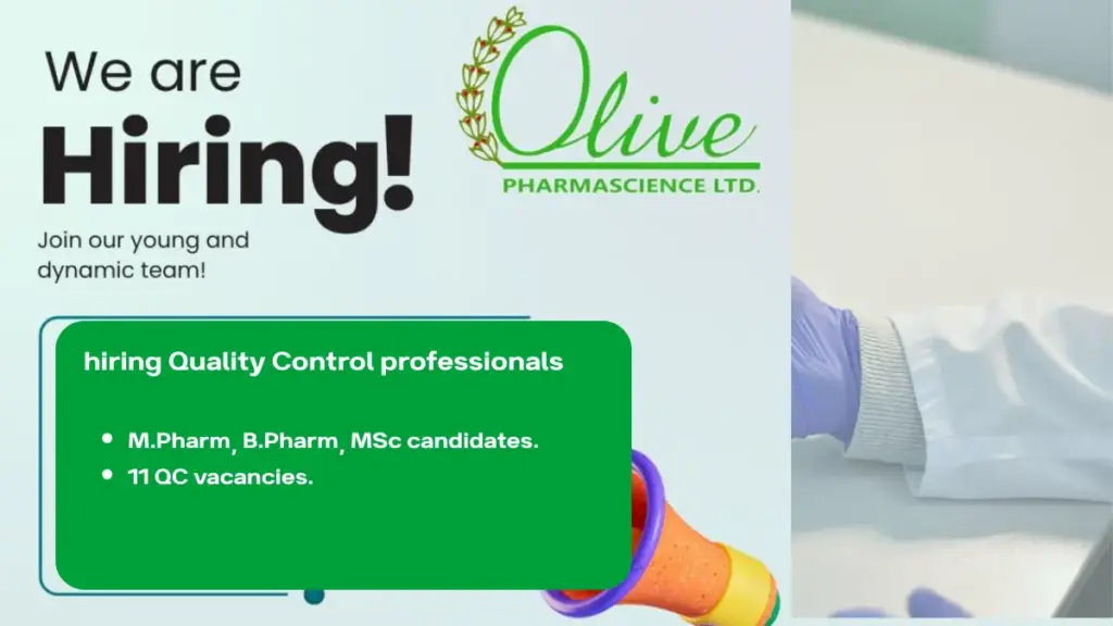 Olive PharmaScience hiring Quality Control professionals
