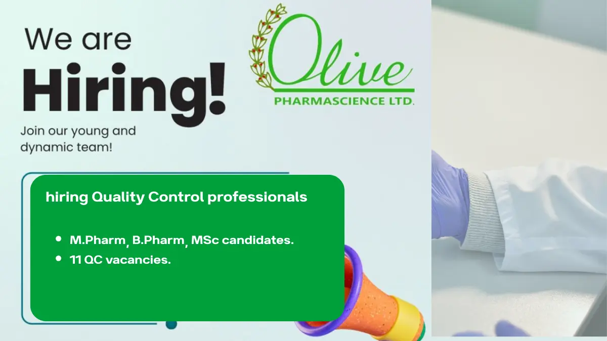 Olive PharmaScience hiring Quality Control professionals