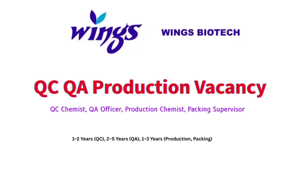 QC QA Production Vacancy Wings Biotech
