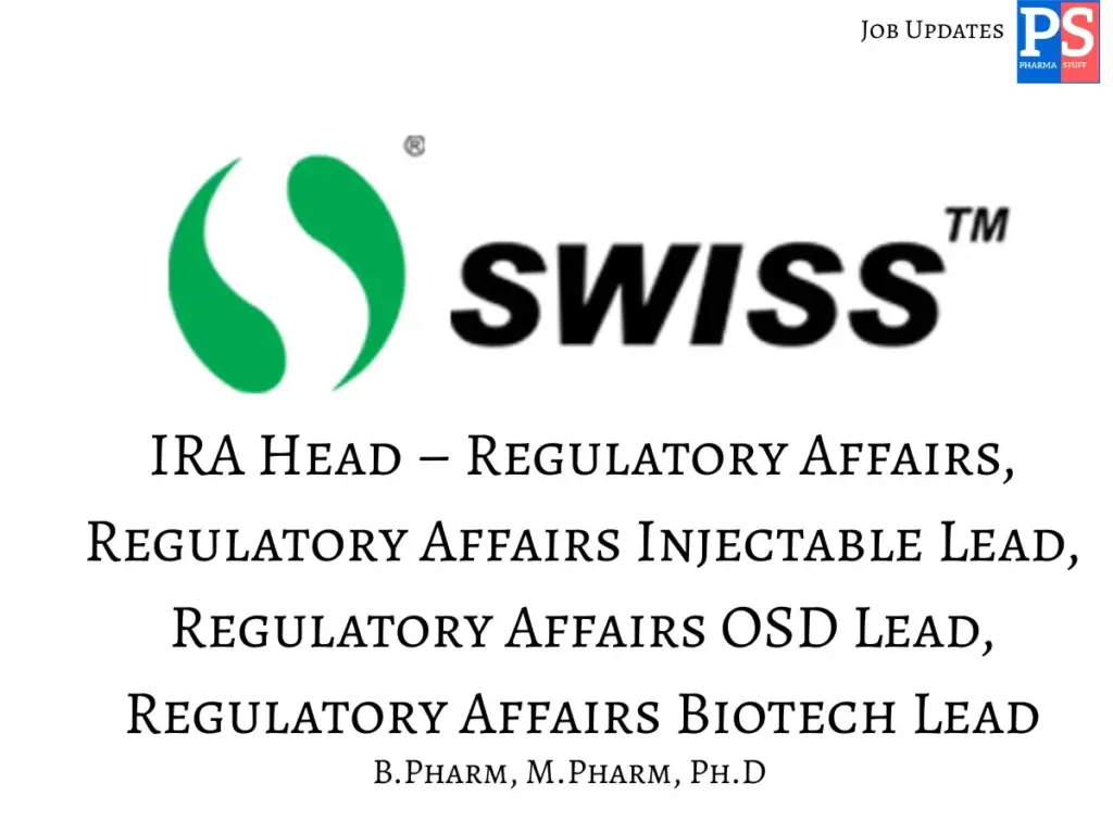 Swiss Hiring IRA Head & Regulatory Leads
