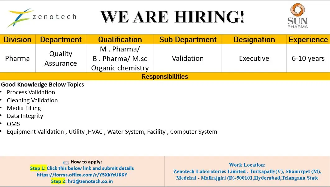 Zenotech Hiring Quality Assurance – Validation Executive 3 Zenotech Hiring Quality Assurance – Validation Executive