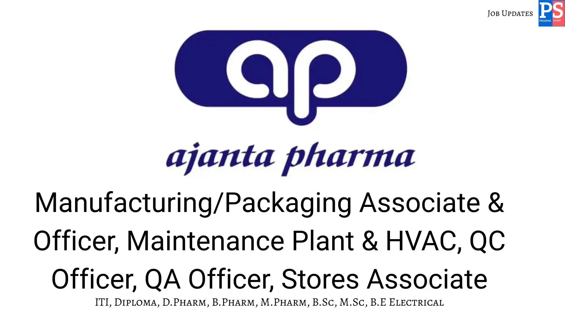 Ajanta walk in Manufacturing QC QA Maintenance 1