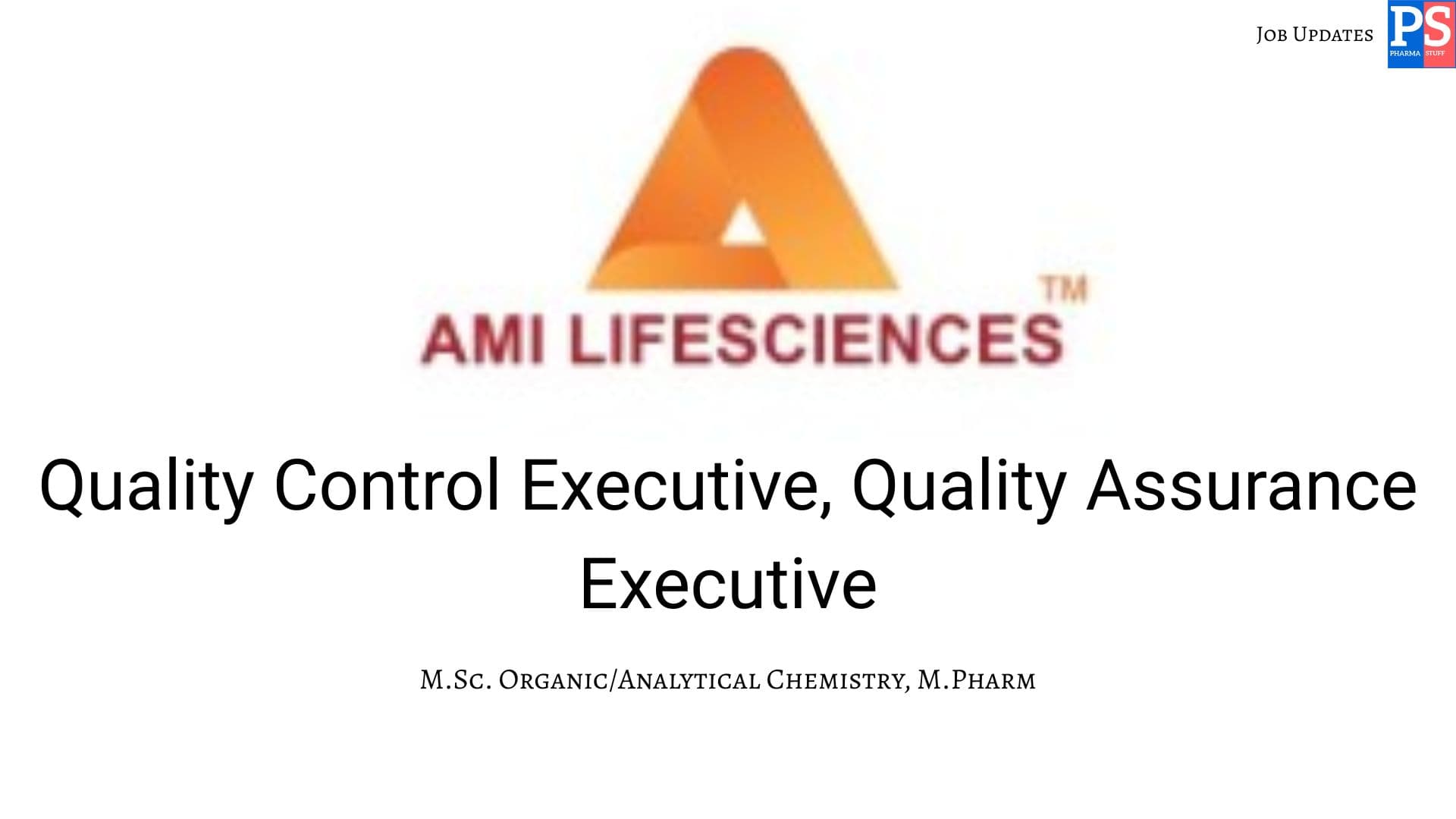Ami Lifesciences Walk in API QC QA 1 1