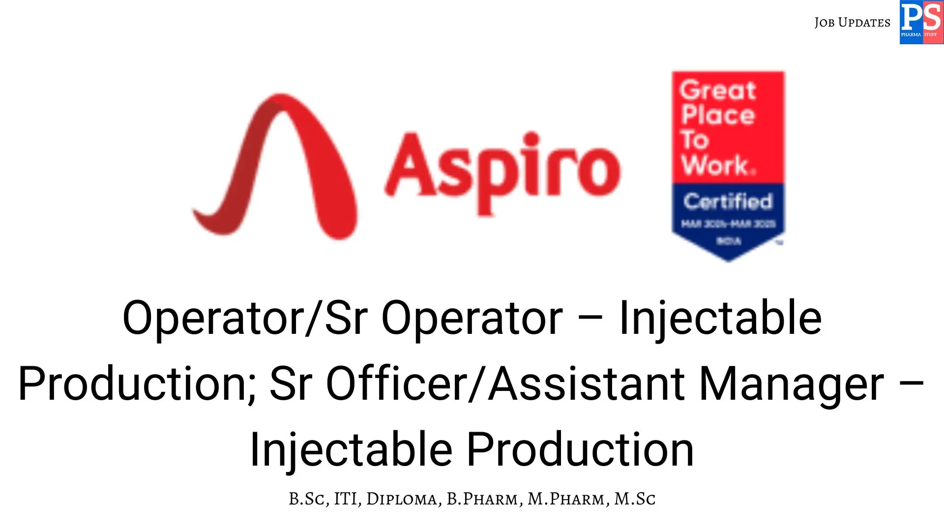 Aspiro walk in Injectable Production