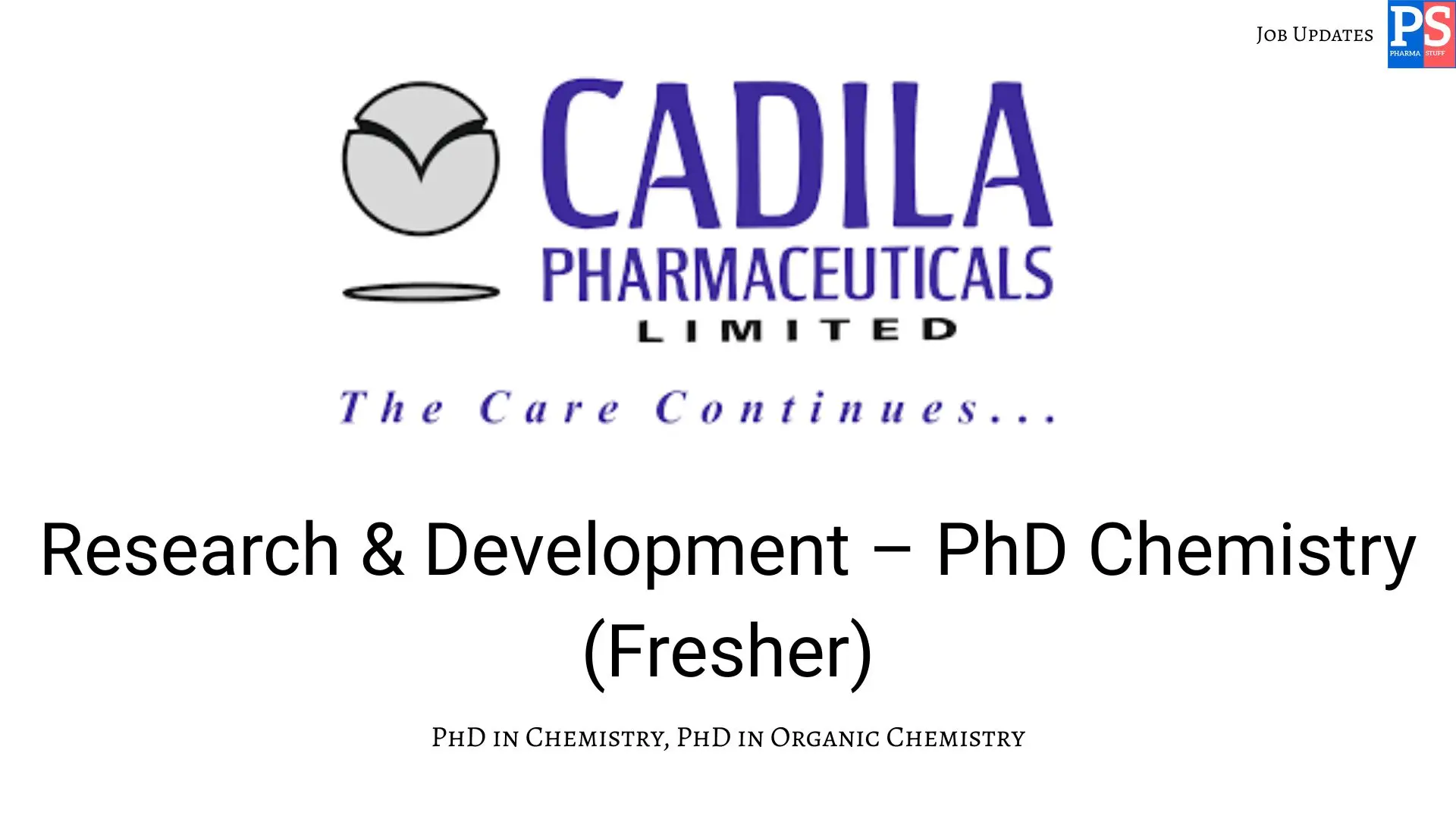 Cadila Hiring Research Development