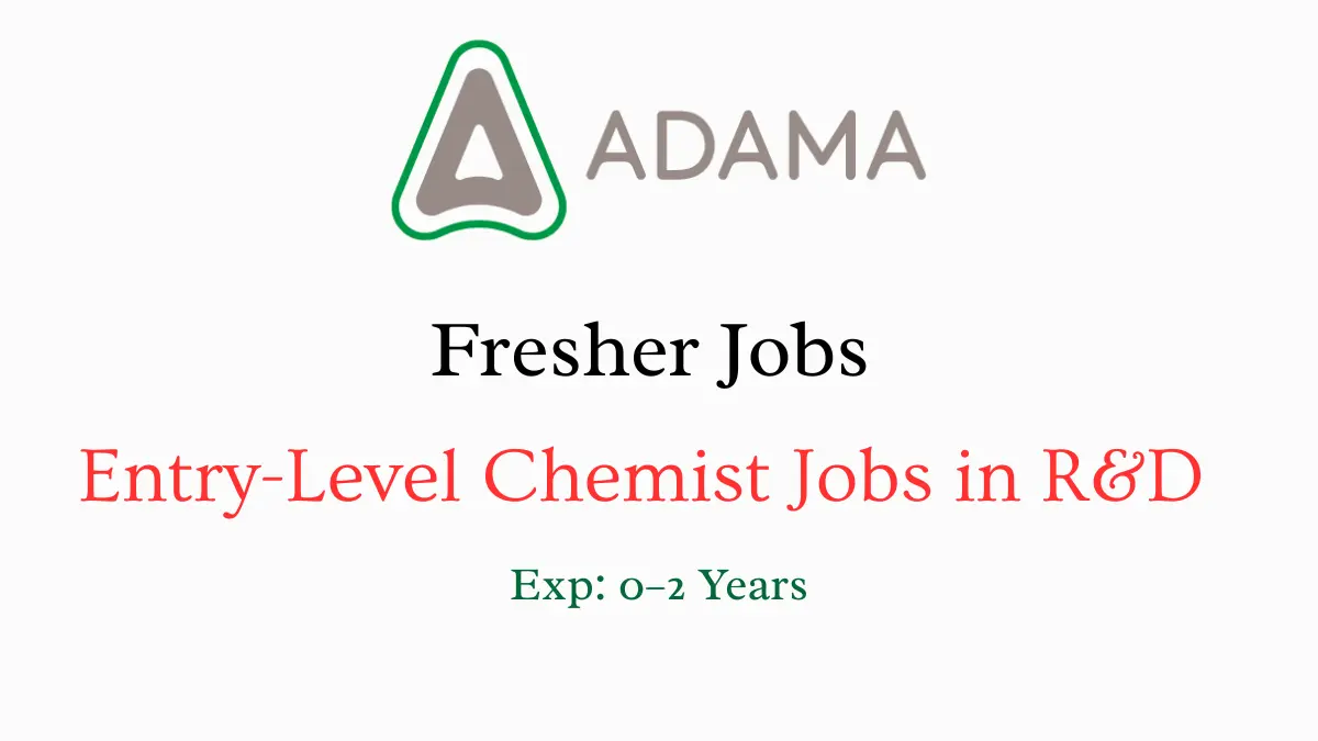 Entry Level Chemist Jobs in RD Hyderabad