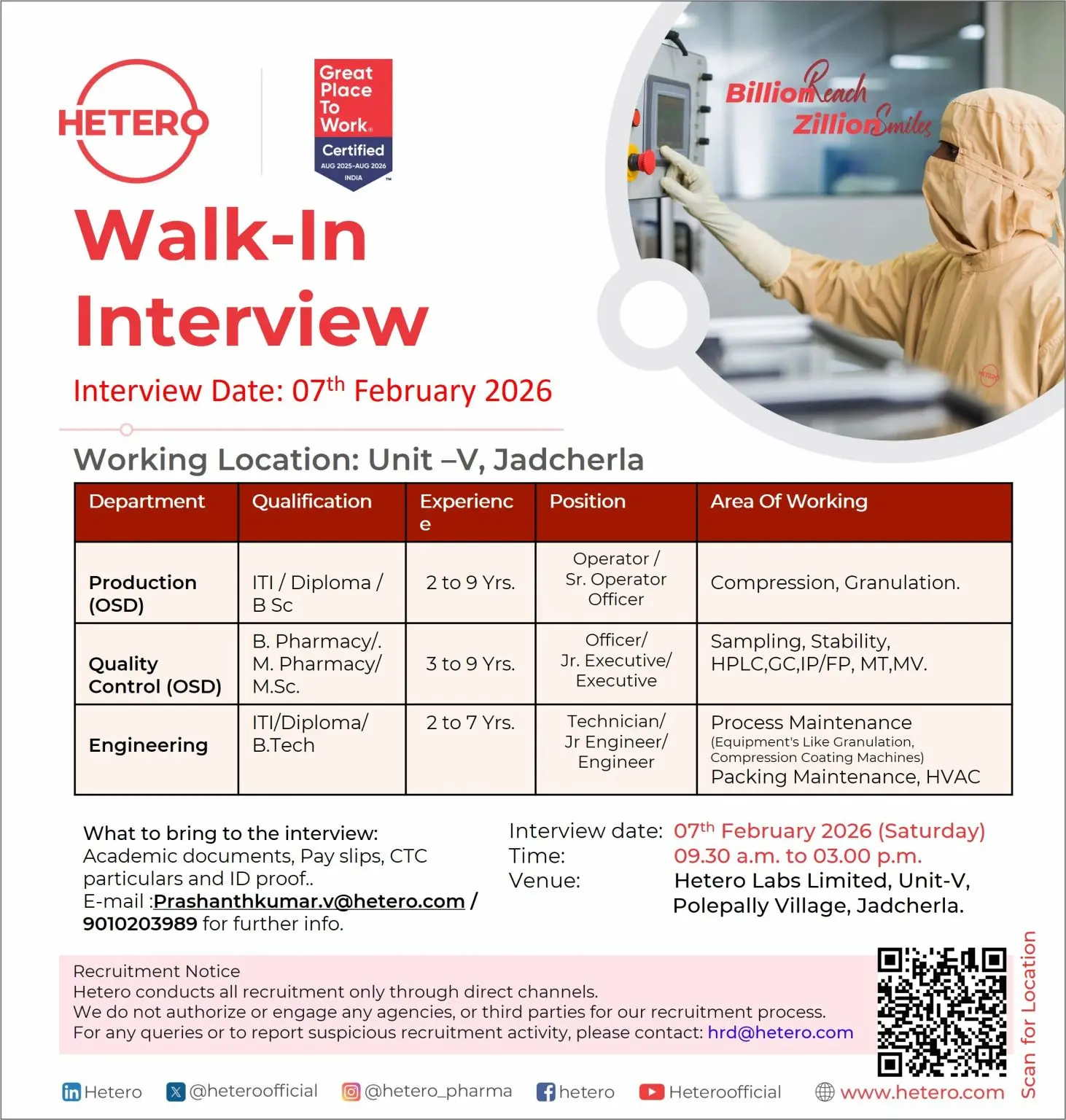 Hetero walk-in Production, QC, Engineering 3 Hetero walk-in Production, QC, Engineering