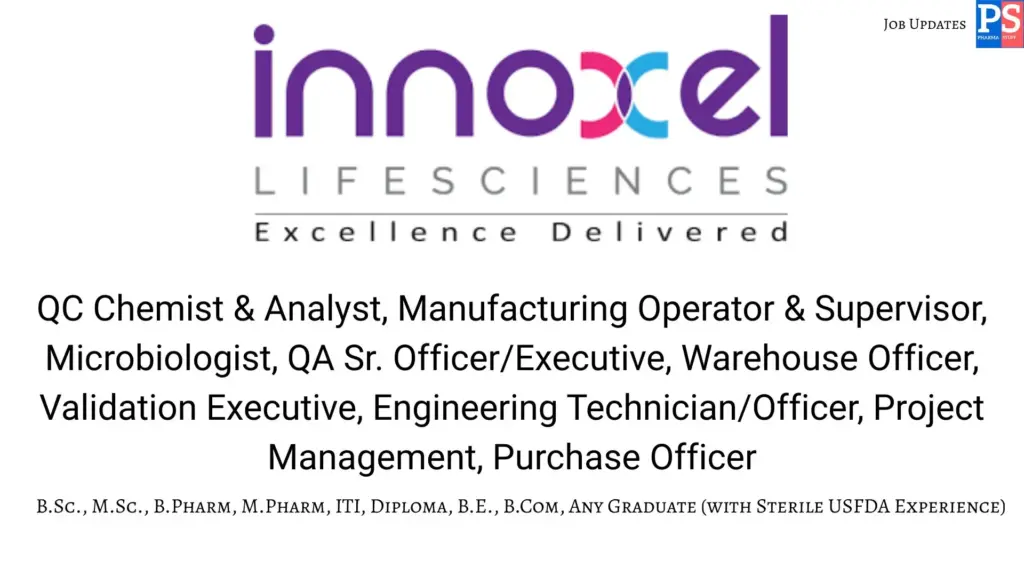Innoxel Walk-in QC, QA, Micro, Engineering.