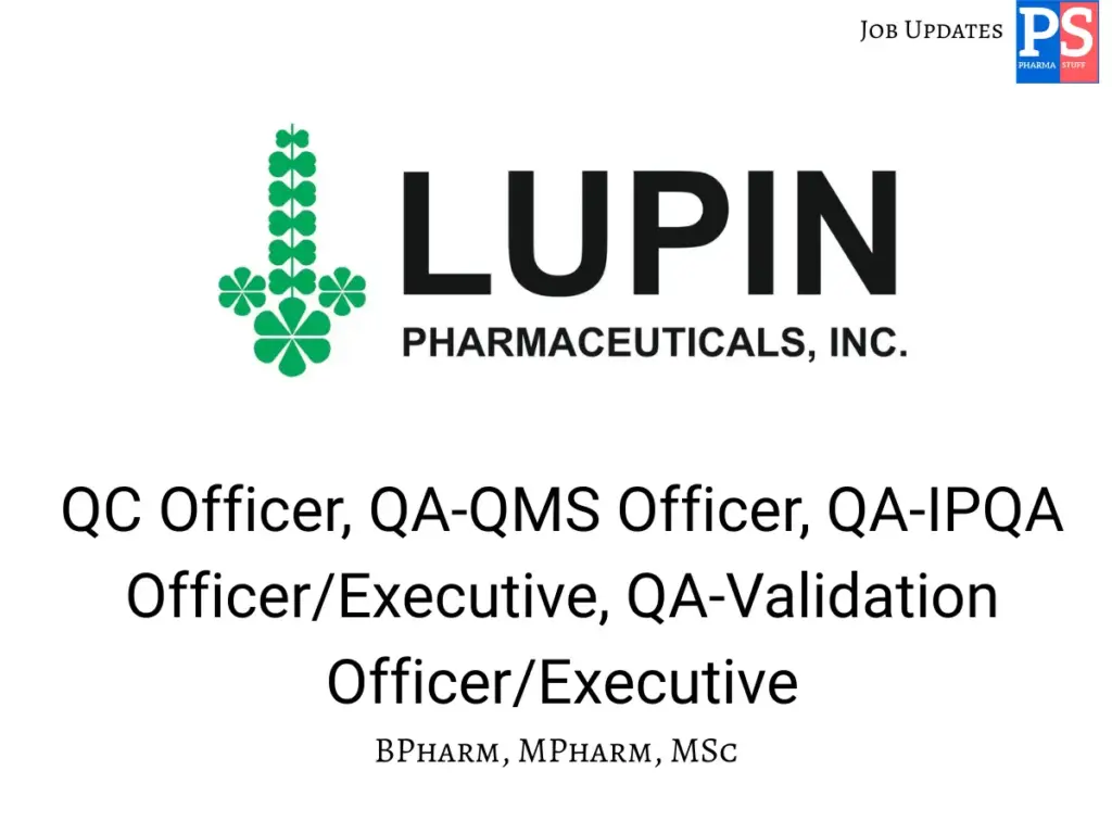 Lupin walk-in QA QC
