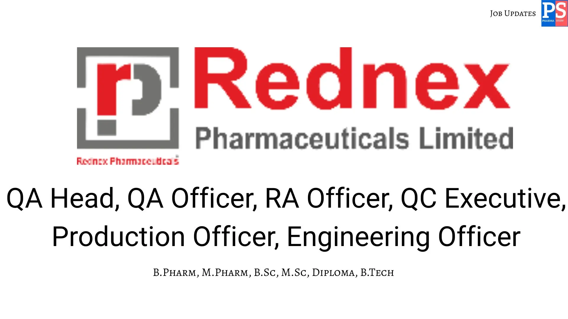 Rednex Walk In QA QC RA Production Engineering