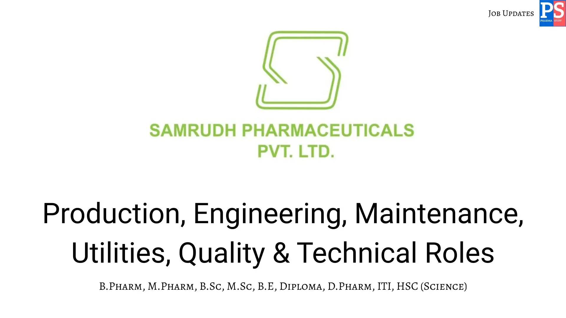 Samrudh Hiring Production QA Engineering Utilities