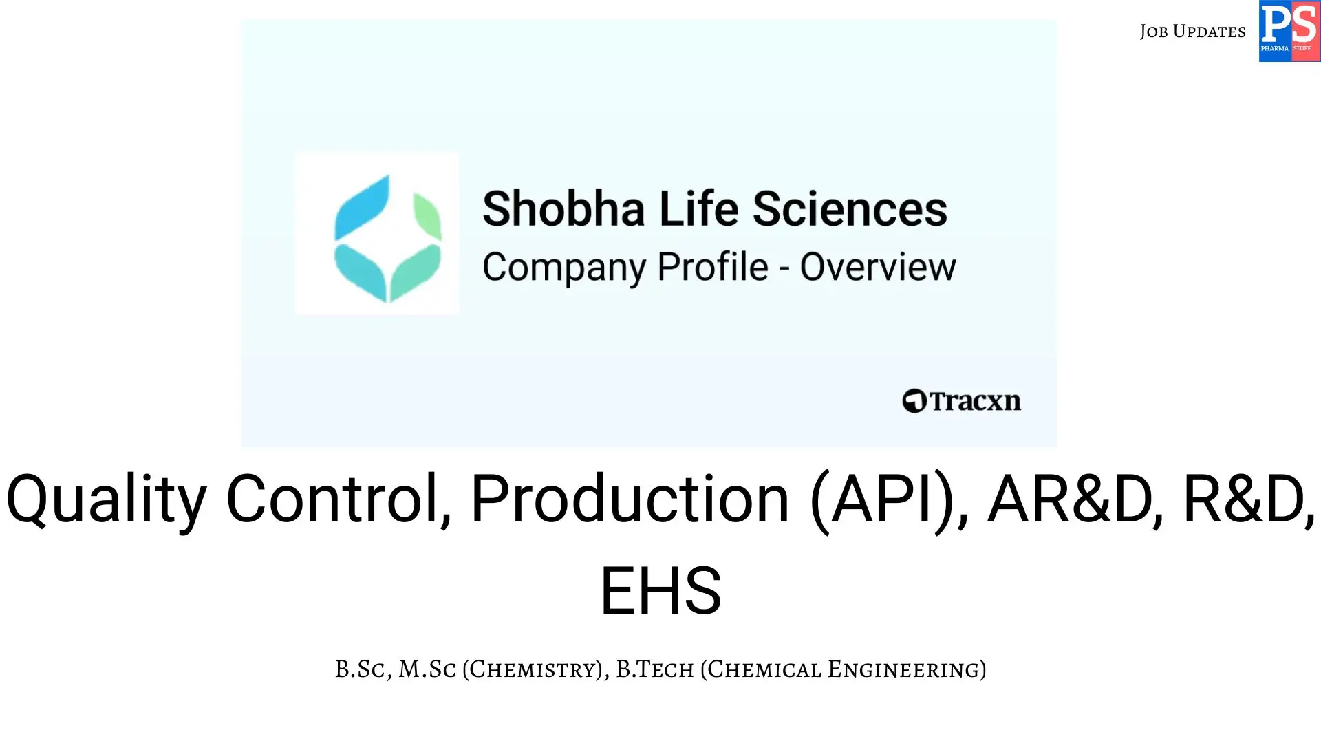 Shobha Hiring QC Production RD EHS