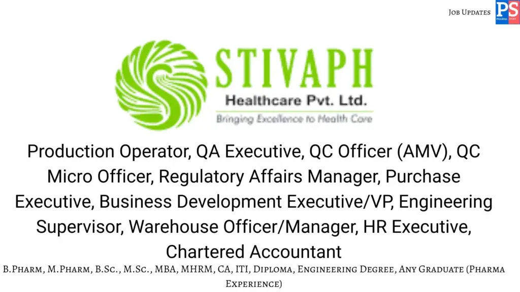 Stivaph Hiring B.Pharm, M.Pharm, MBA, CA