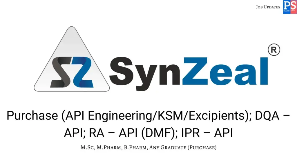 SynZeal Hiring API DQA, RA, IPR & Purchase