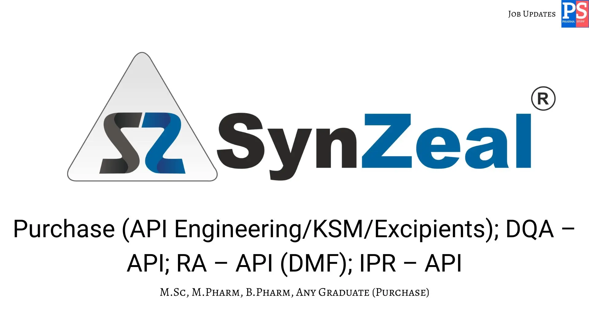 SynZeal Hiring API DQA RA IPR Purchase