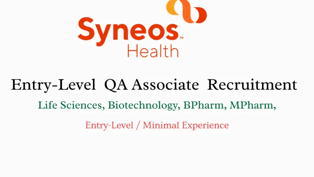 Syneos Health Quality Assurance Associate Recruitment