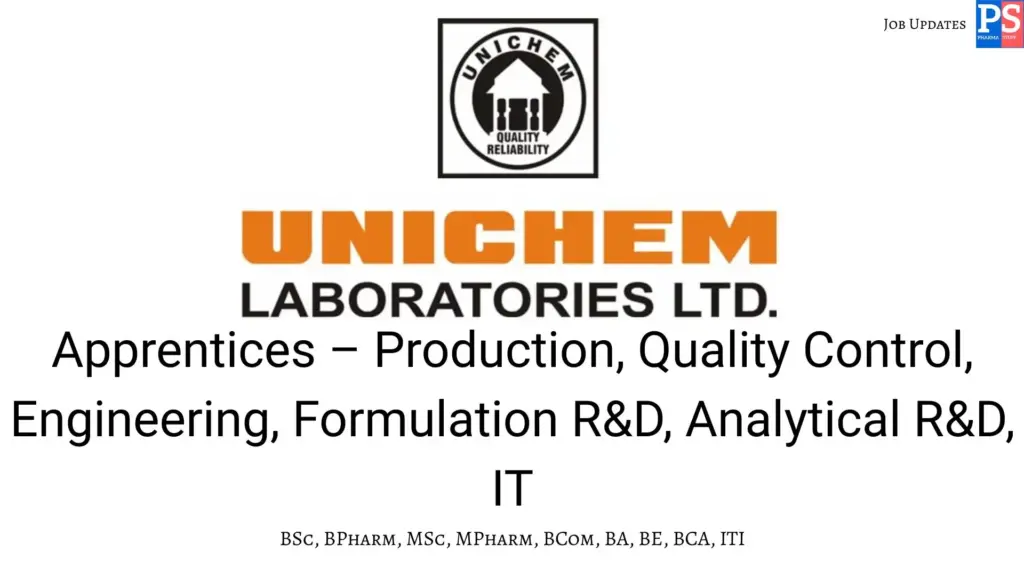 Unichem Walk-in Production, Quality Control, Engineering, Formulation R&D, Analytical R&D, IT
