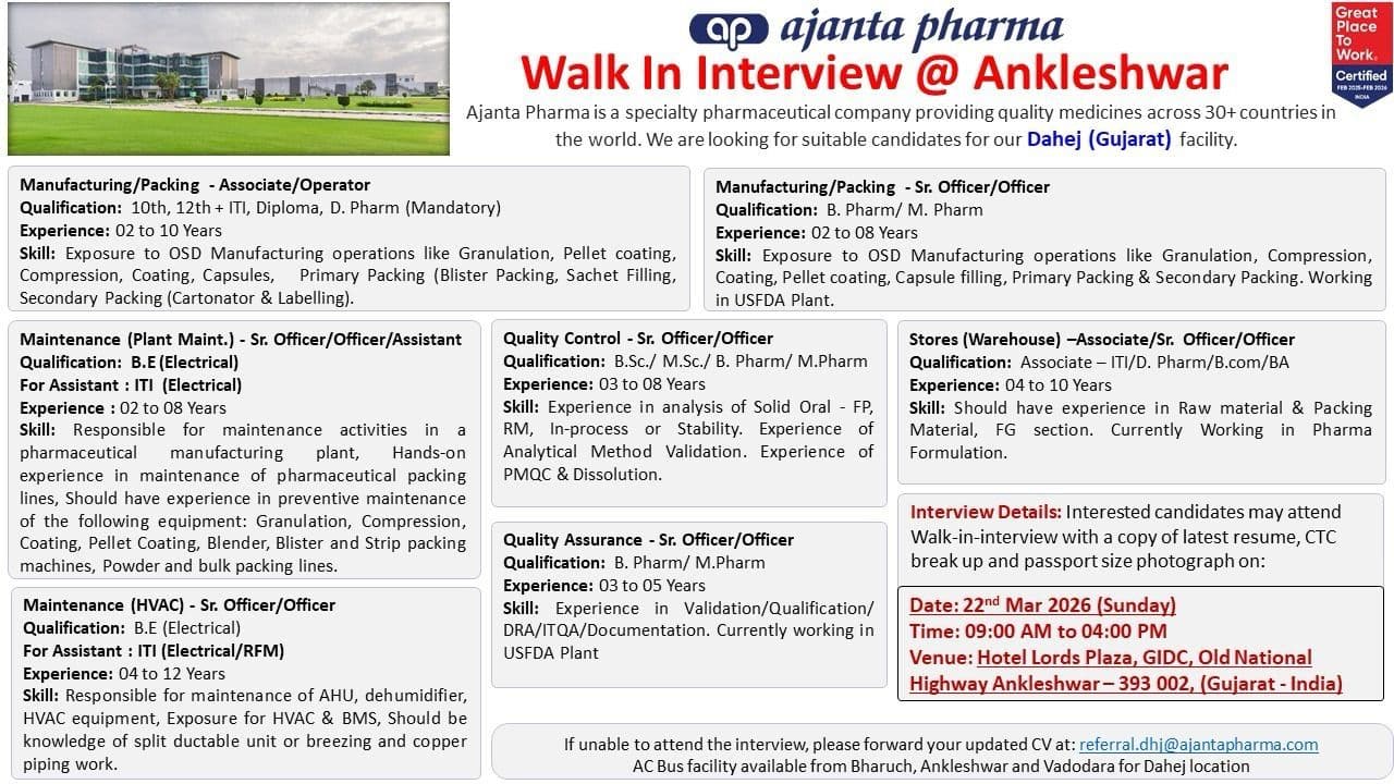 Ajanta walk-in manufacturing, QC, QA,maintenance 2 Ajanta walk-in manufacturing, QC, QA,maintenance