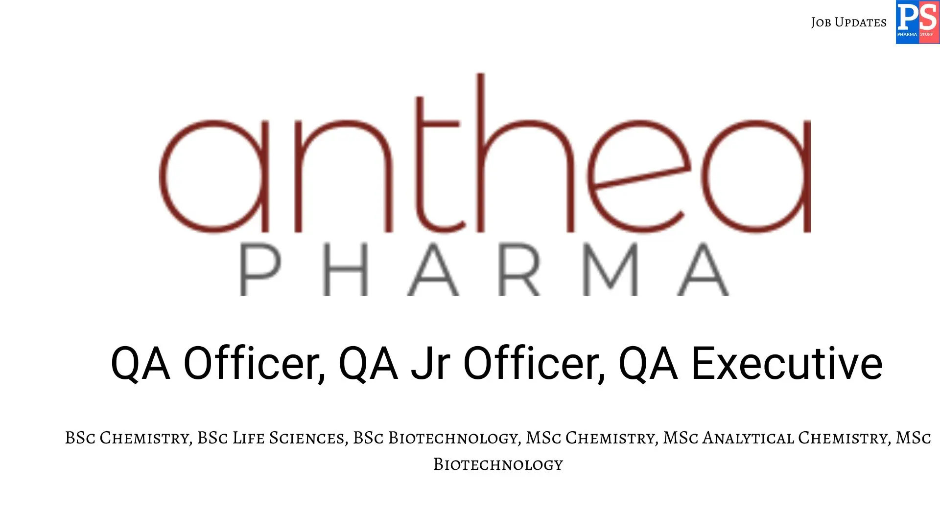 Anthea walk‑in QA Officer