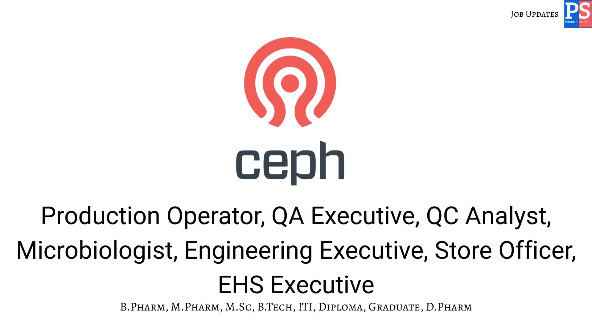 CCEPH is Hiring QA QC Production 1