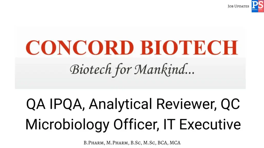 Concord walk-in QA, QC & IT